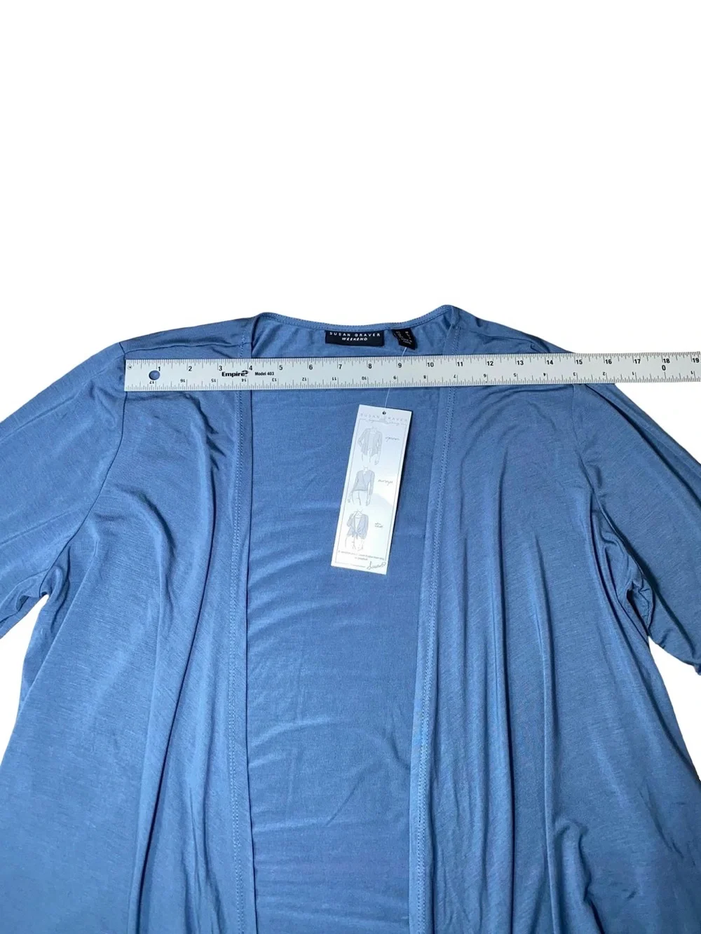 Susan Graver Weekend Blue Signature Shrug Open Front Cardigan Medium Rayon